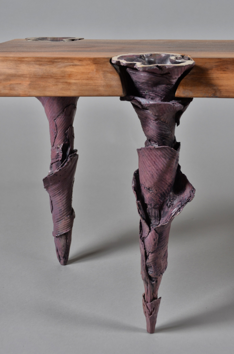 Banc ARUM- Détail dessus de pied - Bronze patiné poli