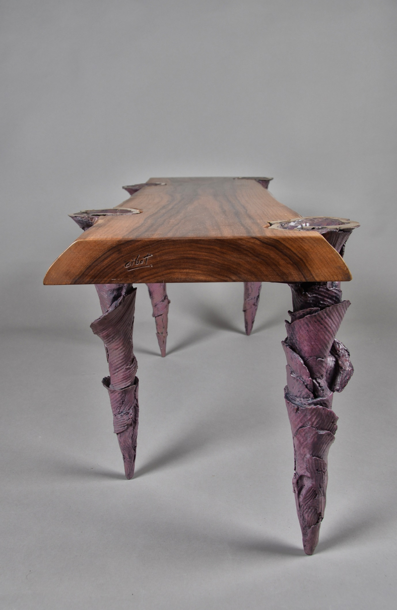 Banc ARUM - Noyer d'Amérique et bronze - L : 100 CM - H : 40 CM - Largeur : 35 cm